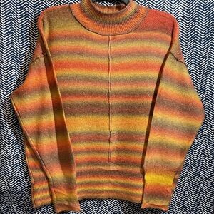 beachlunchlounge Women's Turtleneck Sweater in Warm Stripes